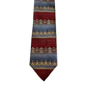 DANI Moda Maschile Silk Necktie Burgundy Blue Baroque Stripe Classic Mens Tie